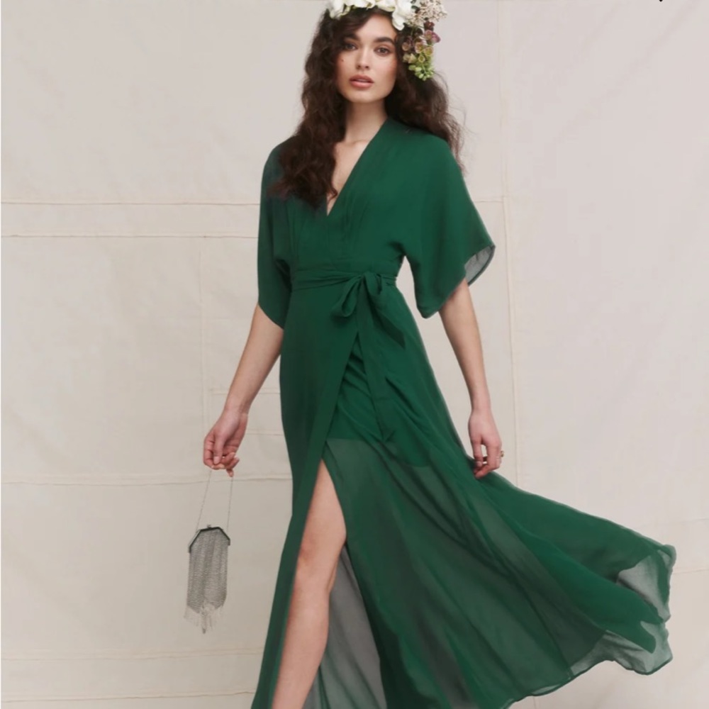 Reformation Winslow Dress Emerald Green Medium Maxi
